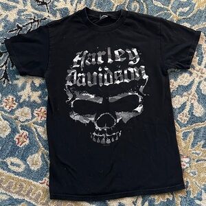 Harley-Davidson Black and Gray Skull Tee